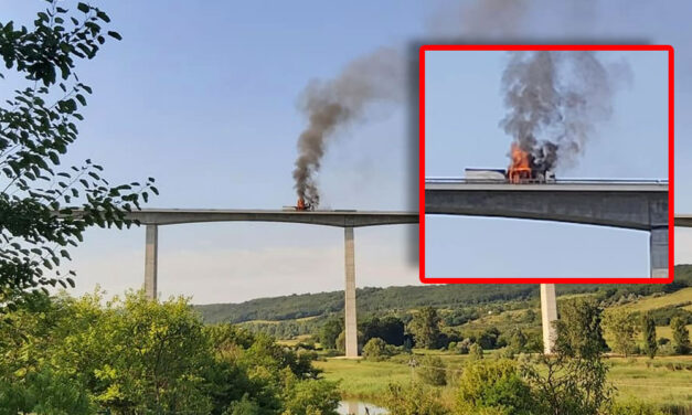 Hatalmas lángokkal ég egy kamion a Balatonál a Kőröshegyi viadukton