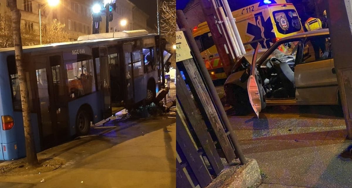 Durva balesetek a fővárosban: A 8. kerületben busz döntött ki egy fát, a 18. kerületnem villanyoszlopnak csapódott egy Opel – Fotók a helyszínről