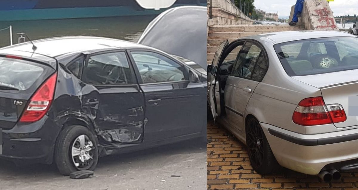 Szalagkorlátnak rohant egy autós Budapesten – Egy BMW-s tarolta le előzés közben – Fotók a helyszínről