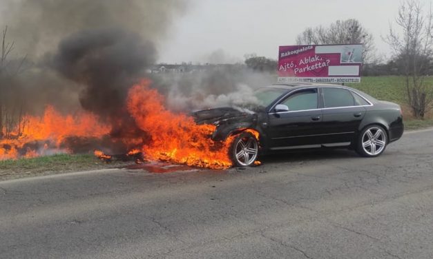 Lángba borult az Audi, akkorát durrant az égő xenon lámpa, hogy azonnal elmenekült a sofőr