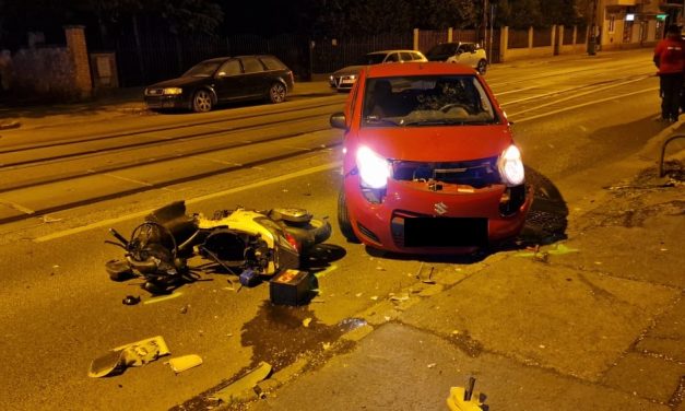 Piás robogós rohant bele egy suzukisba Zuglóban – Fotók a helyszínről