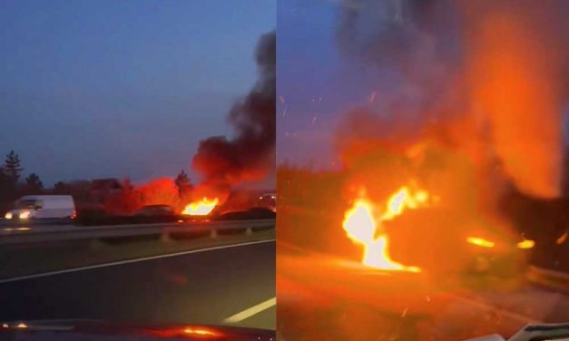 Kigyulladt egy méregdrága BMW az M7-es autópályán, óriási lángokkal égett porrá a luxusautó