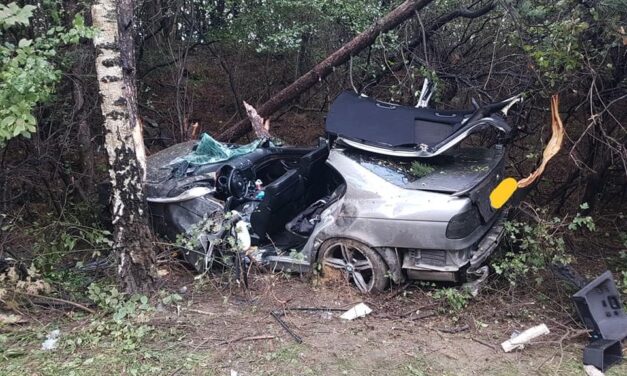 „Ha ebből kiszállt bárki is élve, van egy őrangyala” – fák közé hajtott egy BMW Ajkánál, feszítóvágóval szabadították ki a sofőrt