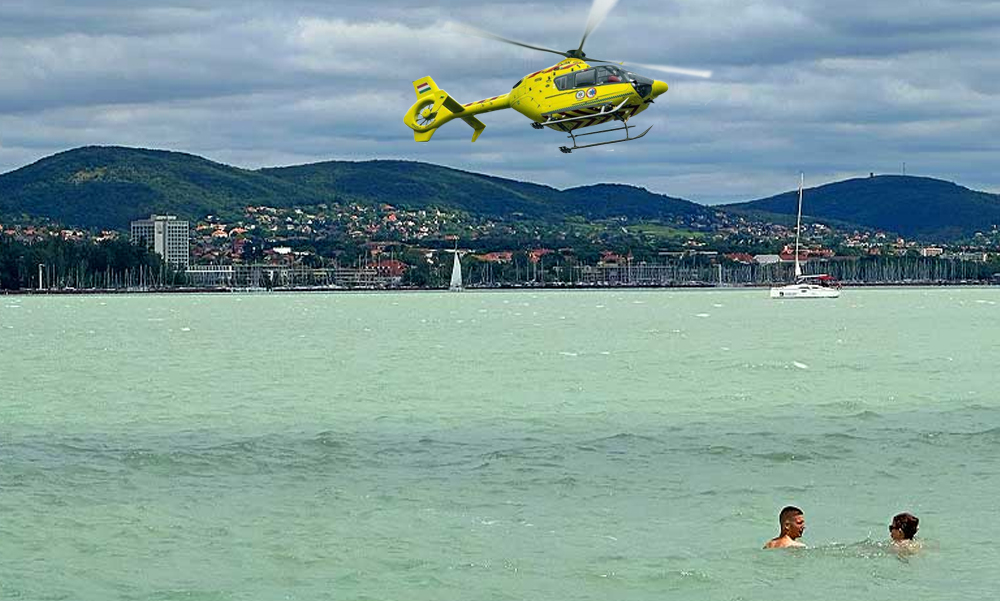 Dráma a Balatonnál: Fejest ugrott a sekély vízbe, mentőhelikopter vitte kórházba a lebénult fiatalt