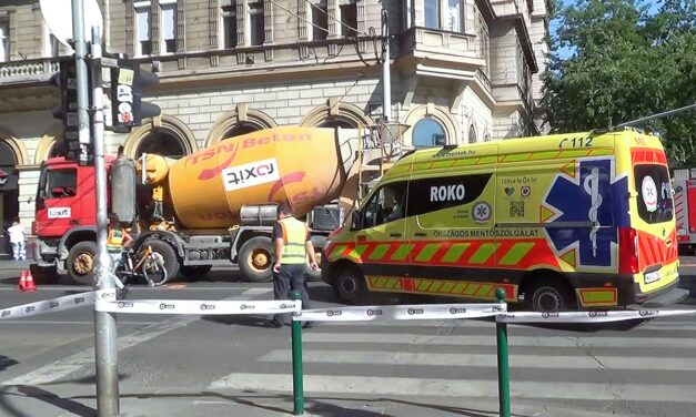 Tragédia Budapest belvárosában: észre sem vette a betonkeverő soférje, hogy maga alá gyűrte a kerékpárost, a lány azonnal meghalt