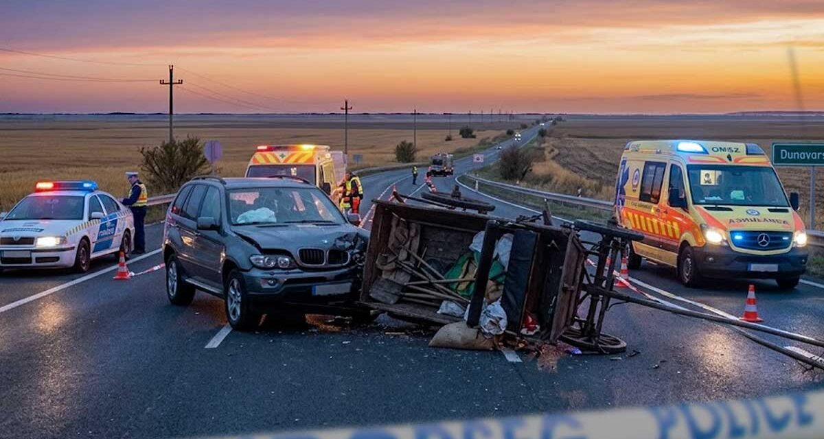 Halálos baleset az 51-es főúton: lovaskocsiba csapódott egy autó, a hajtó és a ló is életét vesztette