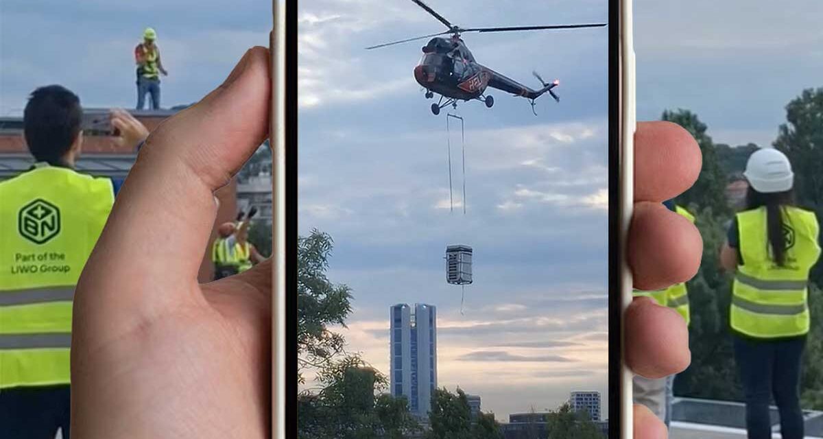 Bravúros légi akció a kórház tetején: Helikopterrel szerelték be a Szent Imre Kórház új klímaberendezését – VIDEÓ