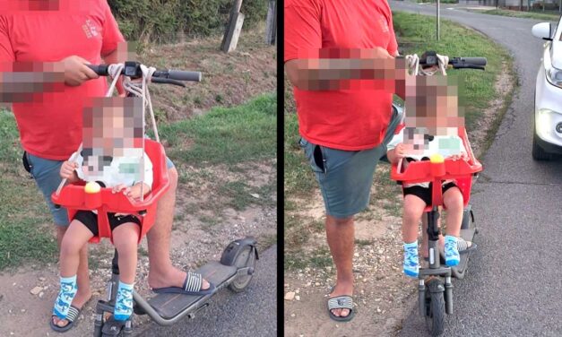 Sokkot kaptak a zsaruk Szabolcsban: hintát szerelt az e-roller kormányára a 20 éves apa, abban utaztatta a másfél éves kisfiát